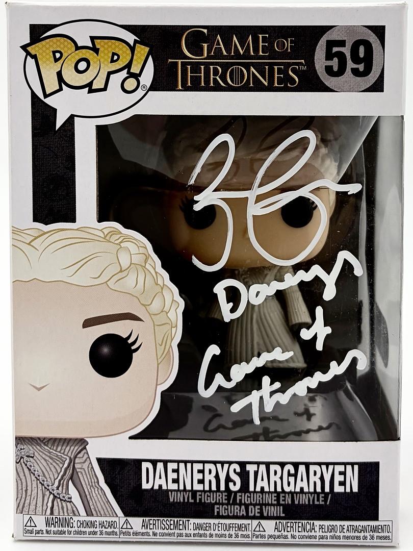 Emilia Clarke Signed Funko Pop #59 Daenerys Targaryen w/character name & quote (GOT) - SWAU COA
